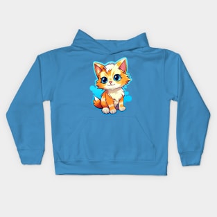 Cute kitten, kawaii cartoon style Kids Hoodie